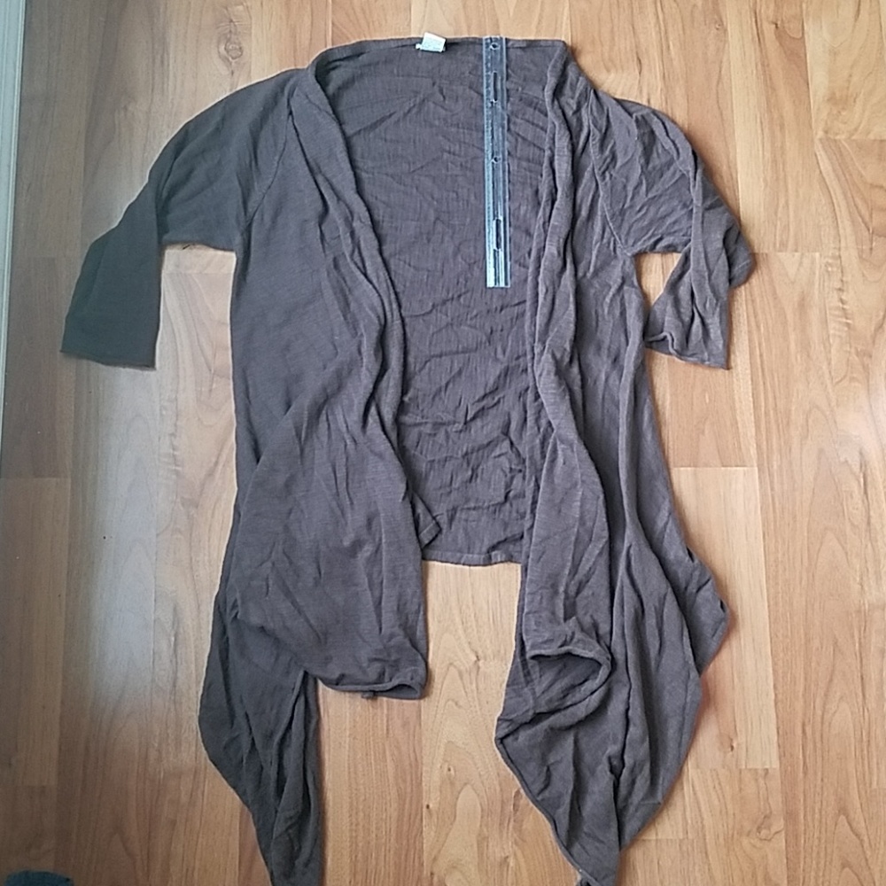 Light weight high low brown cardigan